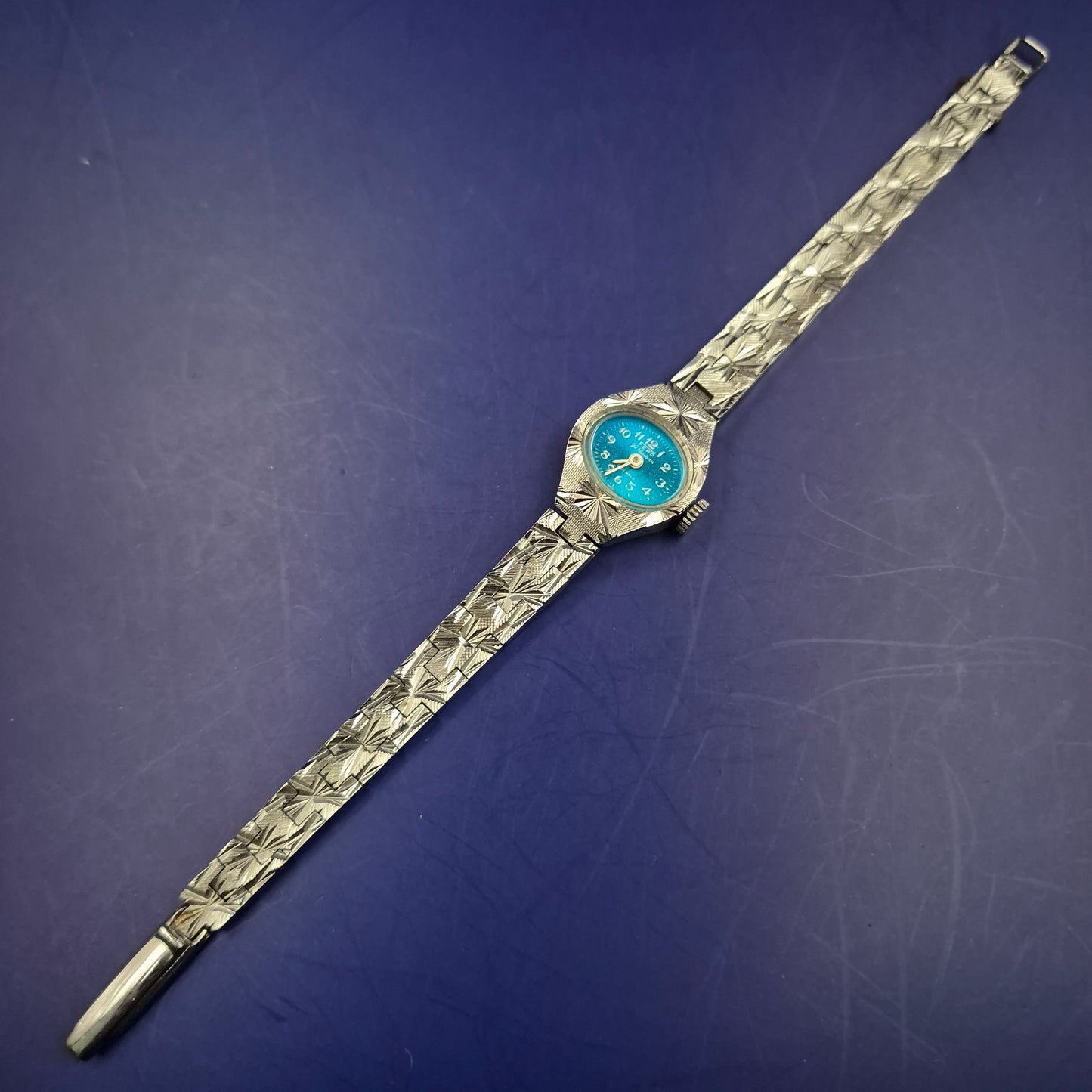 Vintage Fero Feldmann Damen Uhr – Funkelndes Design mit blauem Zifferblatt