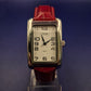 Elegante TCM Damen Uhr – Klassische Rechteck-Form mit rotem Lederarmband