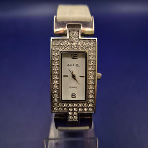 Elegante Auriol Damen Uhr – Rechteckiges Design mit Strassbesatz