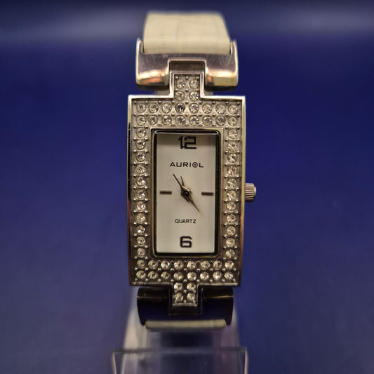 Elegante Auriol Damen Uhr – Rechteckiges Design mit Strassbesatz
