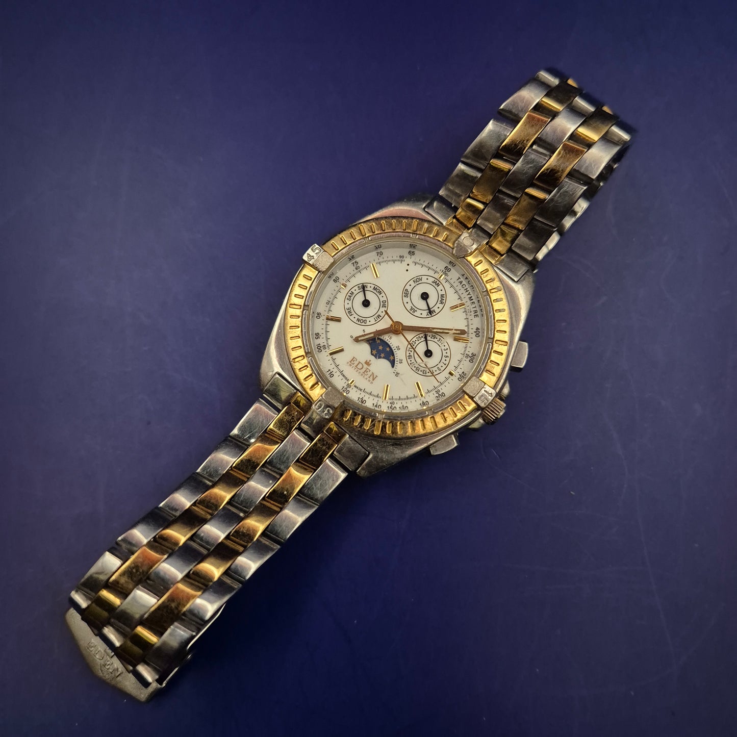 Luxuriöse Eden Switzerland Herren Uhr – Bicolor Design mit Mondphase
