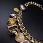 Prunkvolle Statement Damen Kette – Goldene Gliederkette mit Herz-Anhängern