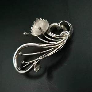 Elegante Vintage Damen Brosche – Florales Design mit Kristallen