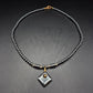 Elegante Hämatit Damen Kette – Geometrischer Anhänger in Anthrazit