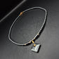 Elegante Hämatit Damen Kette – Geometrischer Anhänger in Anthrazit