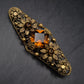 Antike Filigran Brosche mit Bernstein-Optik – Vintage Schmuck