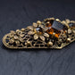 Antike Filigran Brosche mit Bernstein-Optik – Vintage Schmuck
