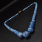 Elegante Vintage Damen Kette – Blau marmorierte Perlen im Art-Déco-Stil