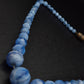 Elegante Vintage Damen Kette – Blau marmorierte Perlen im Art-Déco-Stil