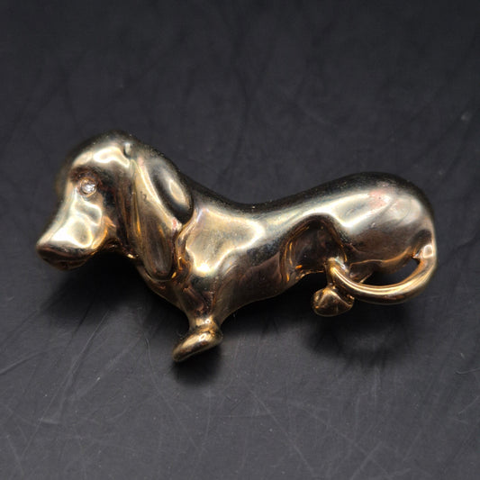 Gold farbene Dackel Brosche – Niedliches Accessoire für Hunde Liebhaber