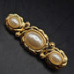 Elegante Vintage Damen Brosche – Goldfarben mit Drei Perlen-Imitaten