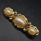 Elegante Vintage Damen Brosche – Goldfarben mit Drei Perlen-Imitaten