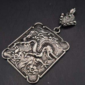Antiker Vintage Silber Anhänger – Mythischer Drache im Orient-Stil