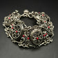 Antikes Silber Armband – Filigranes Design mit korallenroten Akzenten
