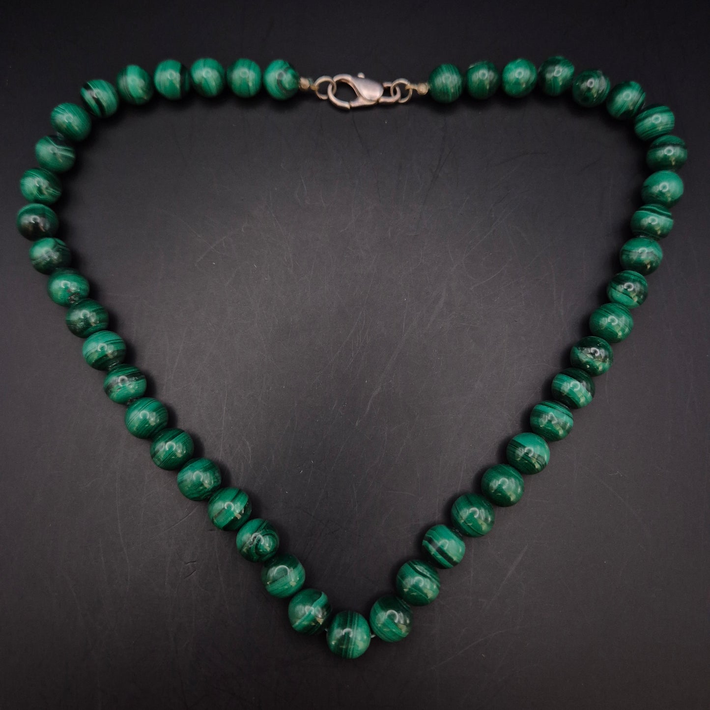 Elegante Malachit Perlen Kette – Edelstein Collier in Grün