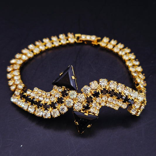 Exklusives Strass Armband – Vintage Design mit schwarzen Akzenten