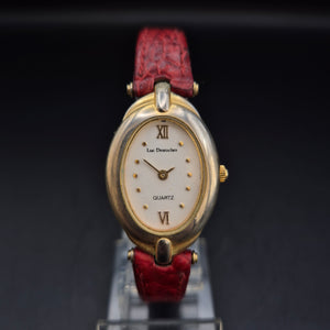 Elegante Luc Desroches Damen Uhr – Ovales Design mit rotem Lederarmband