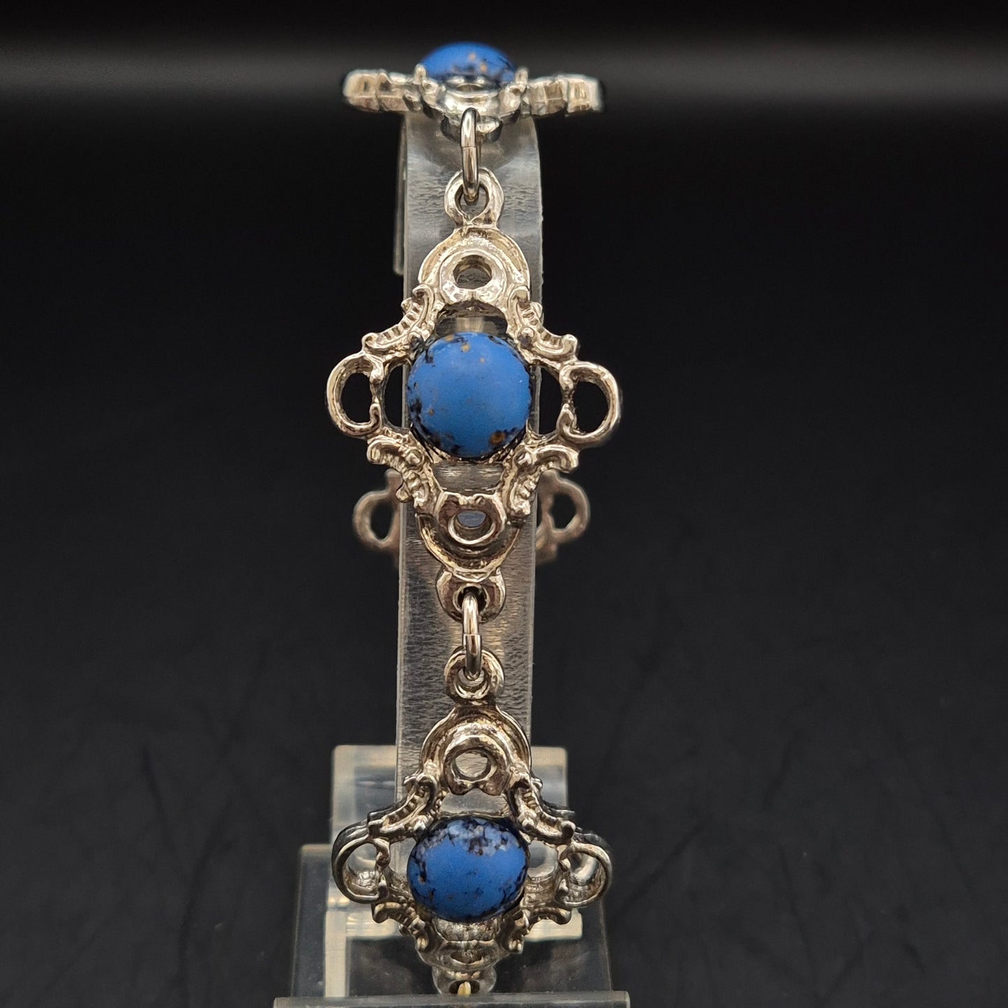 Vintage Armband mit blauen Steinen – Antikes Filigran Design