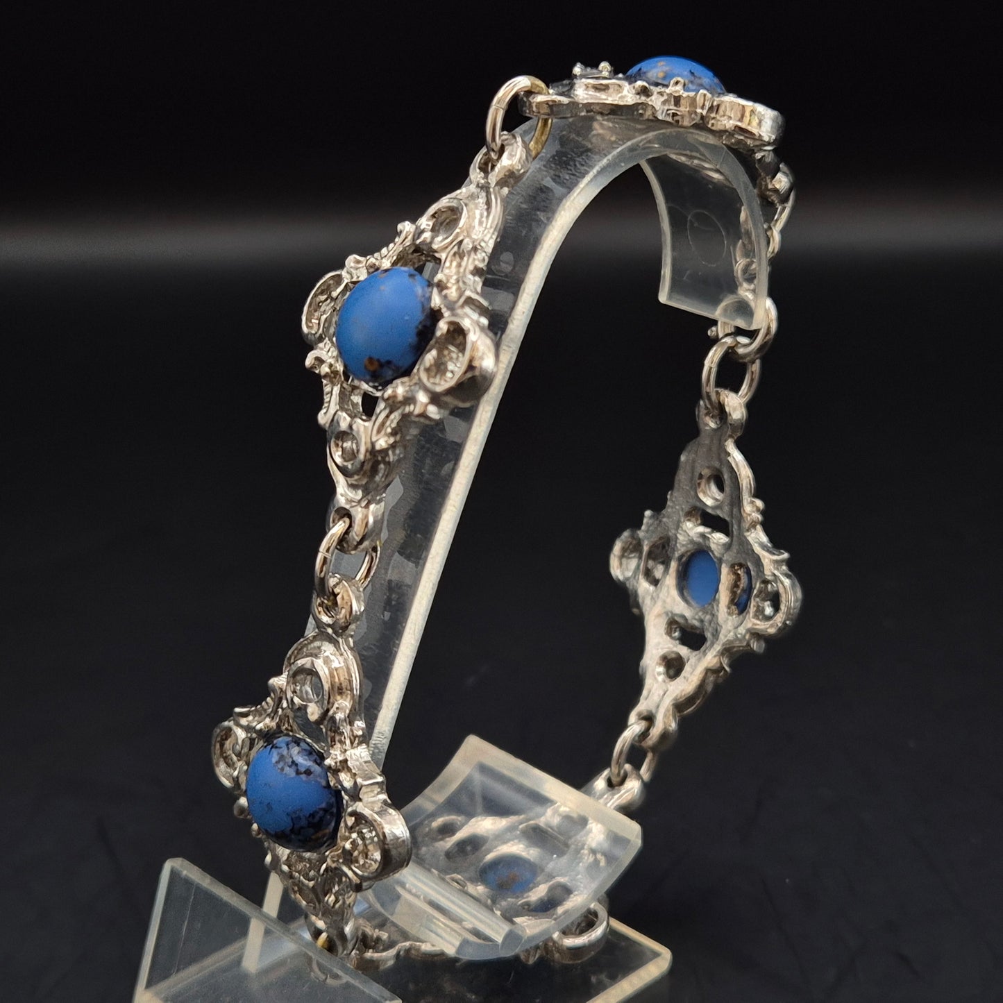 Vintage Armband mit blauen Steinen – Antikes Filigran Design