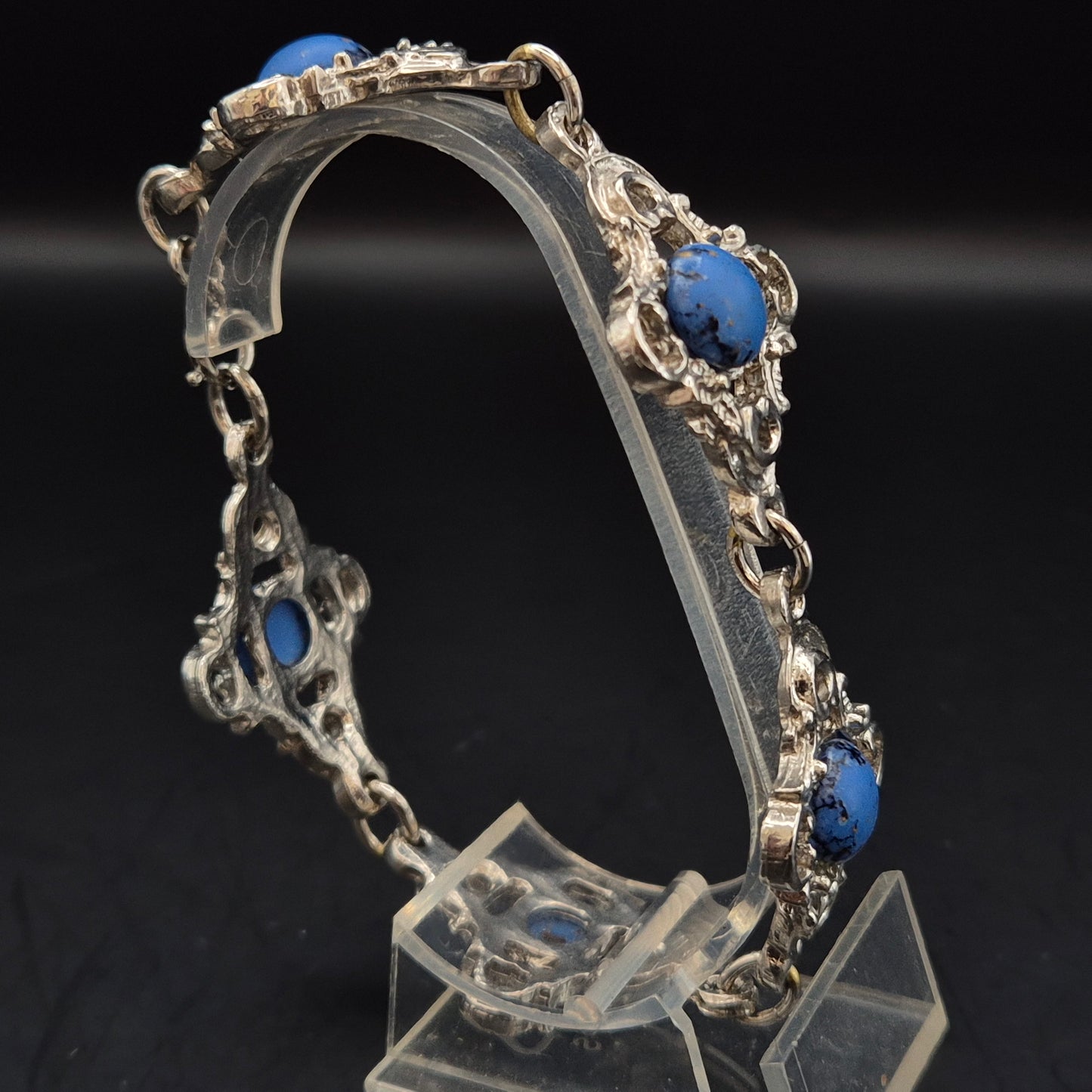 Vintage Armband mit blauen Steinen – Antikes Filigran Design