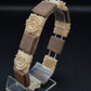 Exotisches Armband mit Rosen-Schnitzereien – Vintage Look in Braun & Natur