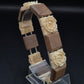 Exotisches Armband mit Rosen-Schnitzereien – Vintage Look in Braun & Natur