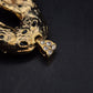 Exklusive Leopard Brosche mit Emaille & Kristallen – Goldfarbenes Design