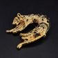 Exklusive Leopard Brosche mit Emaille & Kristallen – Goldfarbenes Design