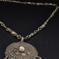 Antike Silber Kette mit Rundem Medaillon – Ethno Stil mit Glocken