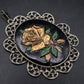 Vintage Medaillon Anhänger Rose – Edles Design in Schwarz & Gold