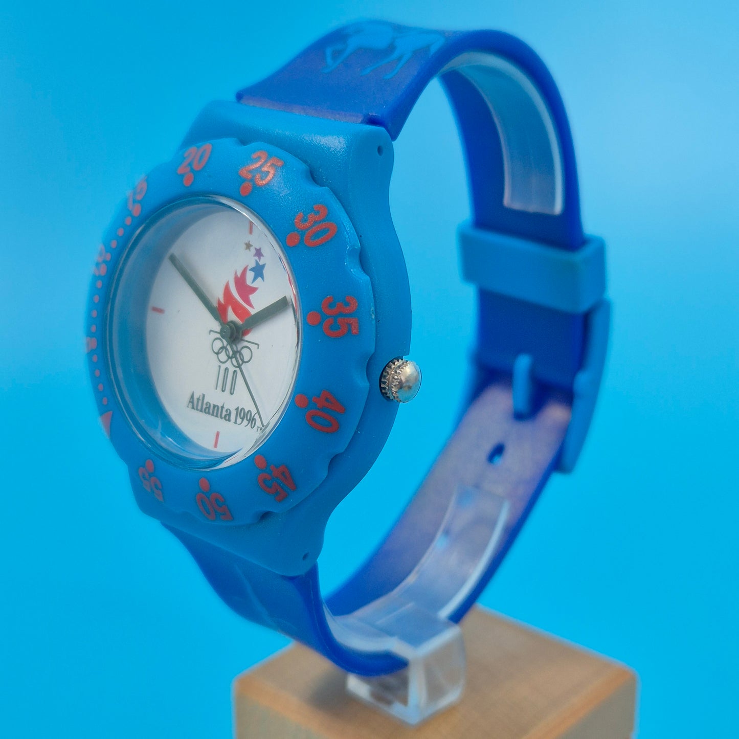 Exklusive McDonald’s Olympia 1996 Atlanta Sammler Uhr – Blaues Retro-Design