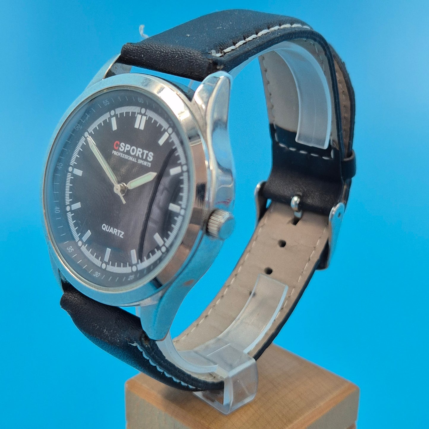 Sportliche CSports Herren Uhr – Klassisches Schwarz mit Kontrastnaht