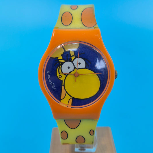 Fröhliche Heye Mordillo Giraffe Kinder Uhr – Farbenfrohes Retro Design