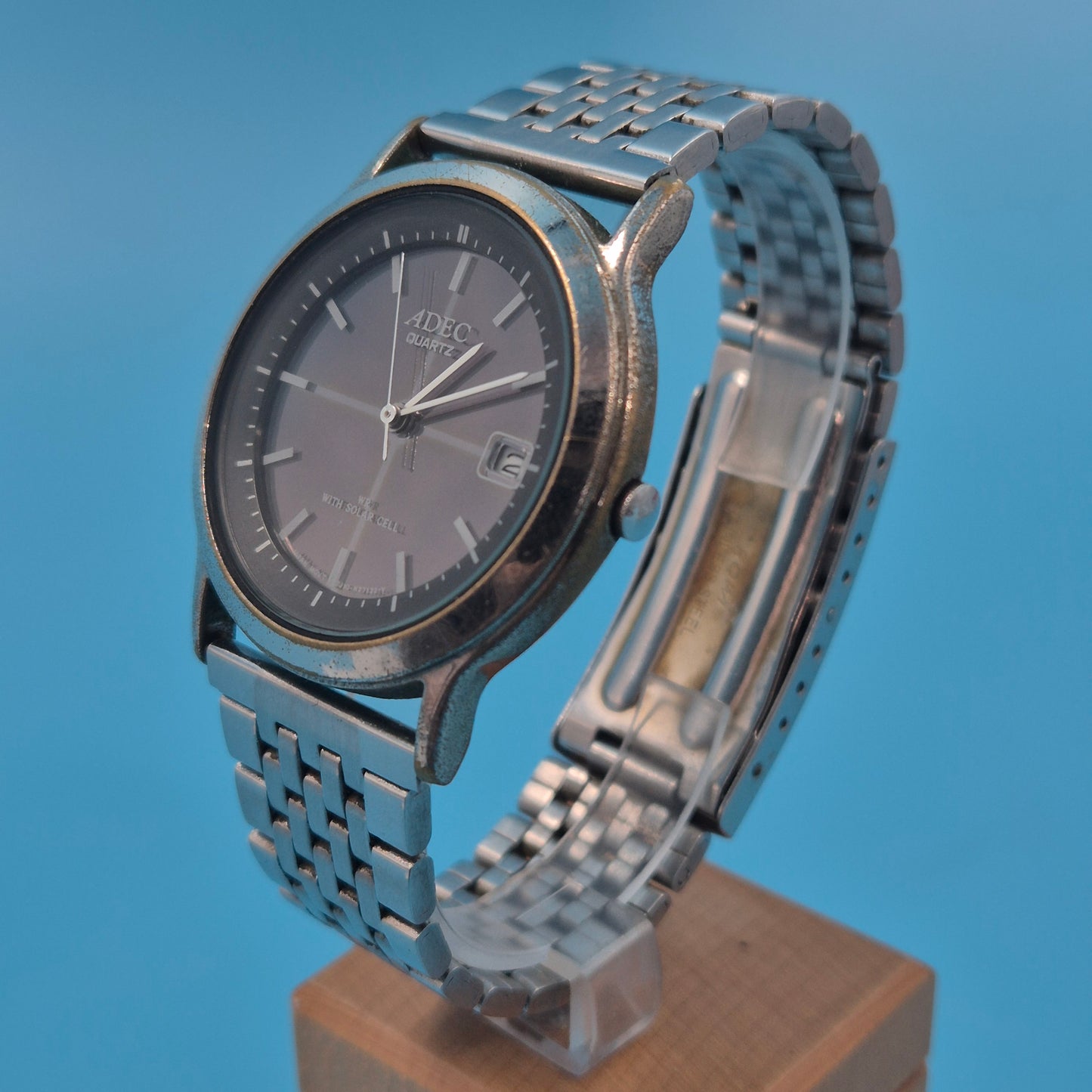 Klassische ADEC Solar Herren Uhr – Goldfarbenes Vintage Design