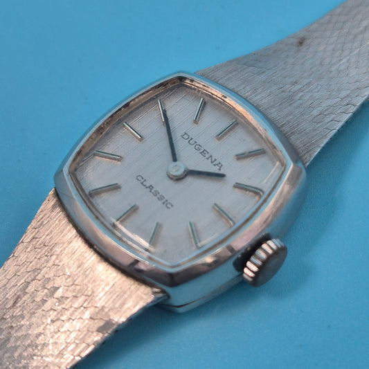 Klassische Dugena Damen Uhr – Vintage-Stil mit Textur-Armband