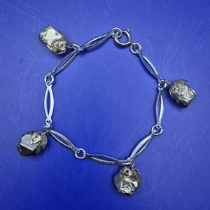 Rustikales Pyrit Armband – Glänzende Natursteine im Vintage-Look