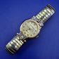 Exzentrische Mark Morrison Damen Uhr – Goldfarben mit Zirkonia-Akzenten
