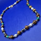 Edle Perlen und Edelstein Damen Kette – Tigerauge & Malachit Design