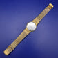 Elegante SM Damen Uhr – Goldfarbenes Mesh-Design im Vintage-Stil