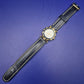 Auffällige Japona Damen Uhr – Blau-goldenes Design mit Steinbesatz