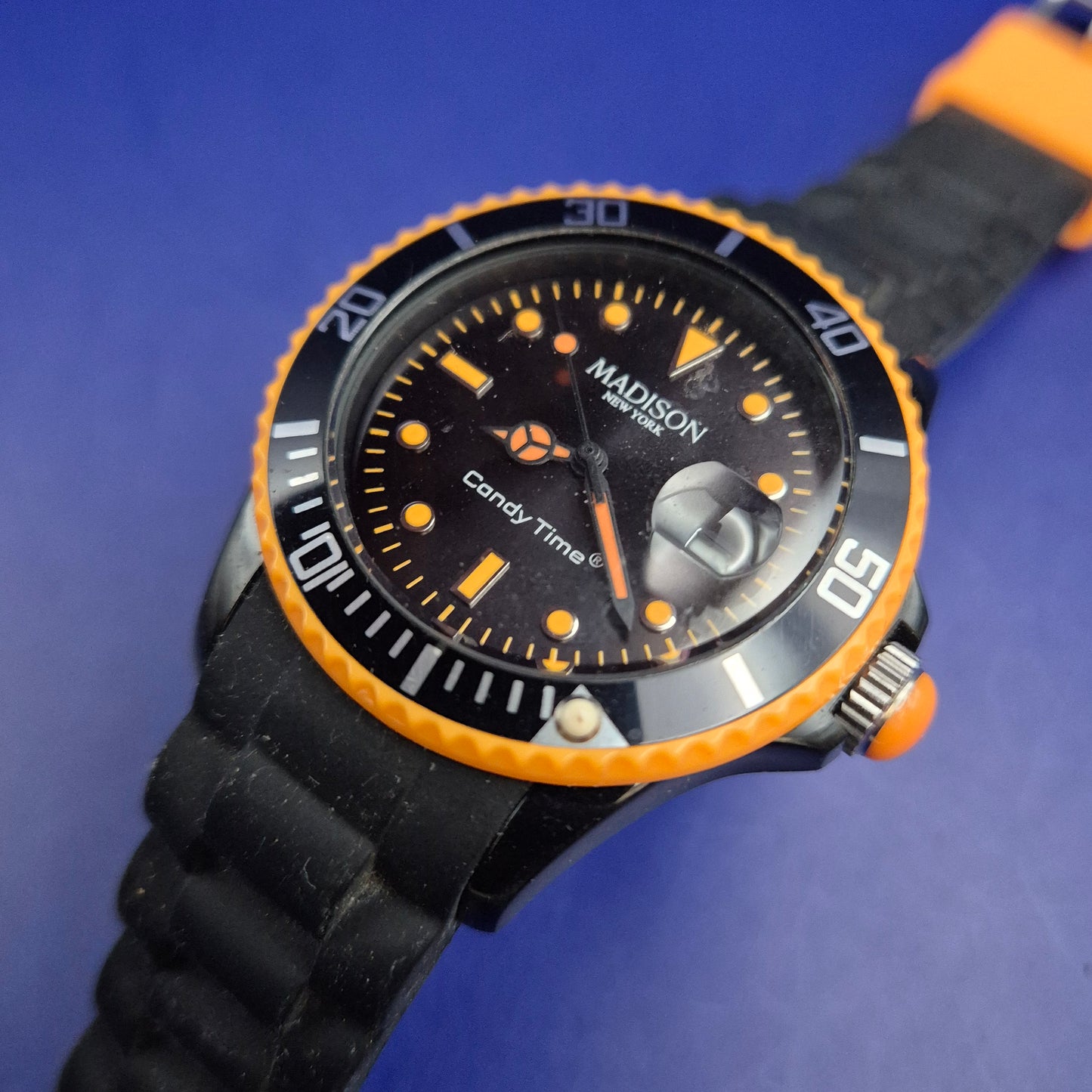 Sportliche Madison Candy Time Herren Uhr - Schwarz & Orange
