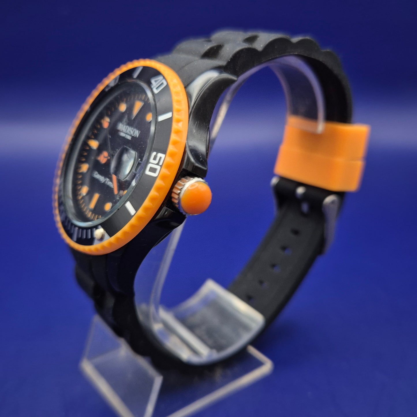 Sportliche Madison Candy Time Herren Uhr - Schwarz & Orange