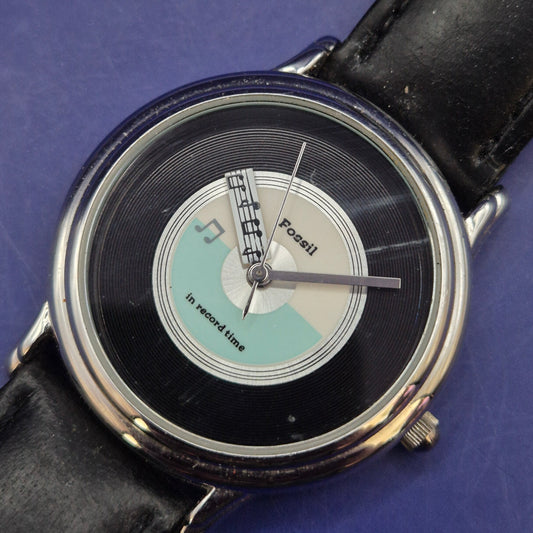 Stilvolle Fossil Unisex Uhr – Kreatives Schallplatten Design