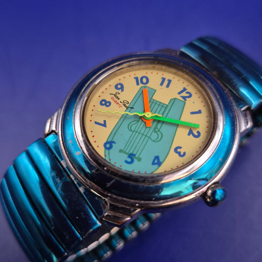 Auffällige Jean Paul Quarz Uhr – Retro-Stil mit blauem Stretchband