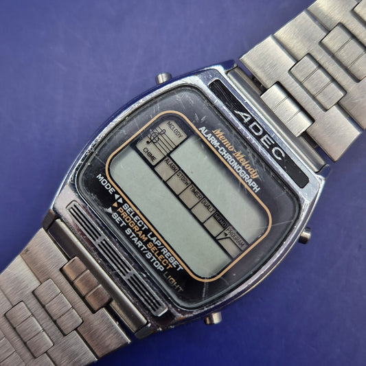 Vintage ADEC Memo-Melody Herren Uhr – Retro Digital Klassiker