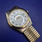 Klassische Michelle Herren Uhr – Gold-Optik mit Tag- und Datumsanzeige
