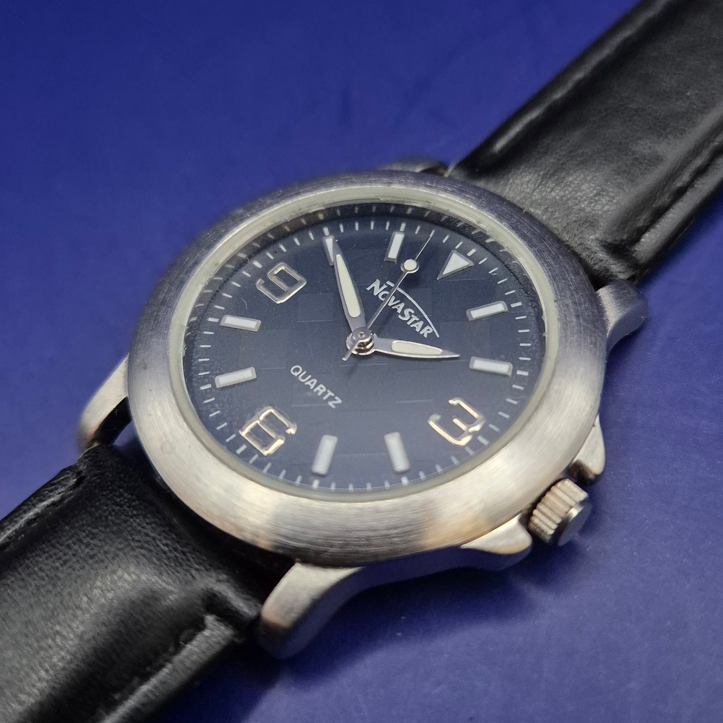 Klassische Nova Star Herren Uhr – Schwarzes Zifferblatt & Lederband