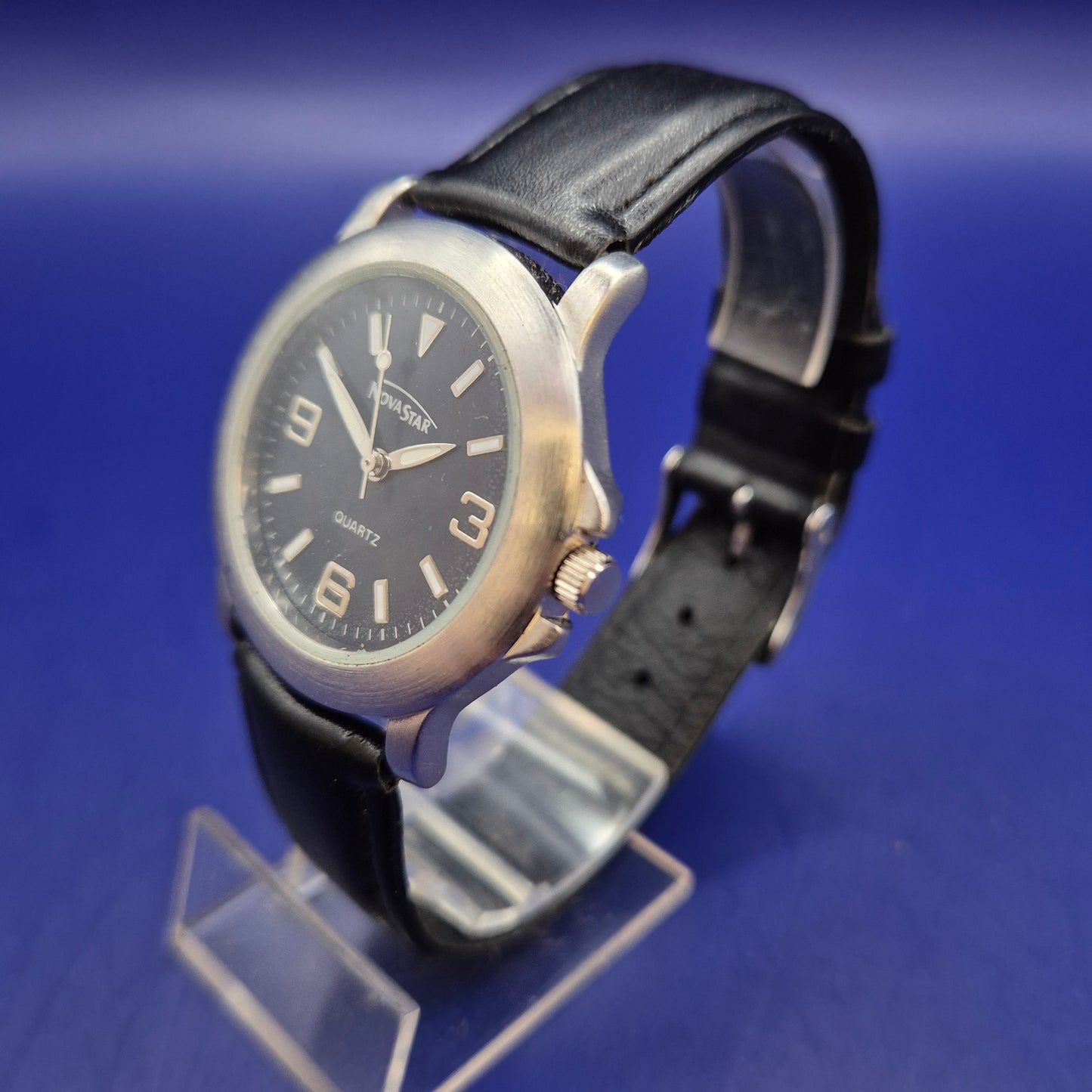 Klassische Nova Star Herren Uhr – Schwarzes Zifferblatt & Lederband