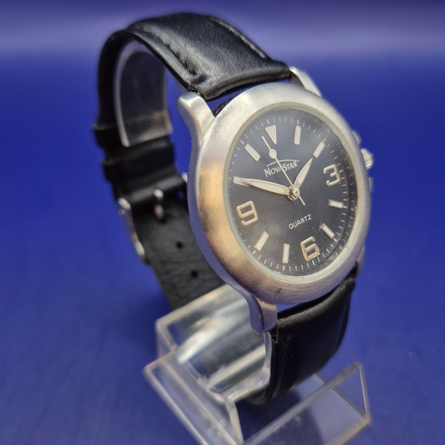 Klassische Nova Star Herren Uhr – Schwarzes Zifferblatt & Lederband