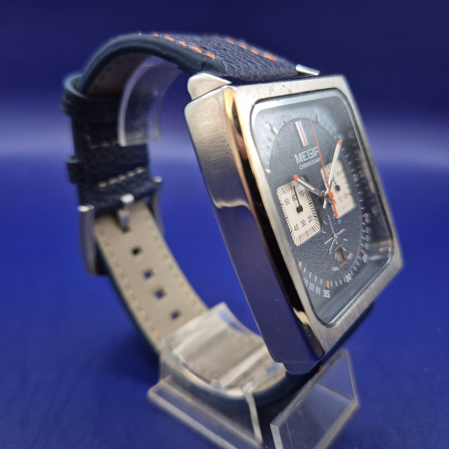 Megir Chronograph Herren Uhr – Markantes Quadratisches Design in Blau